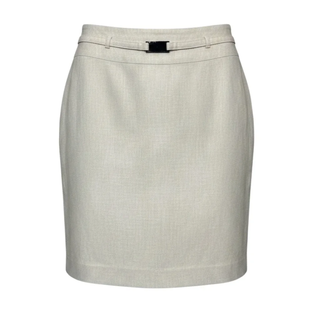 Calvin Klein Beige Linen Blend Pencil Skirt Buckle Detail Size 6‎ Professional